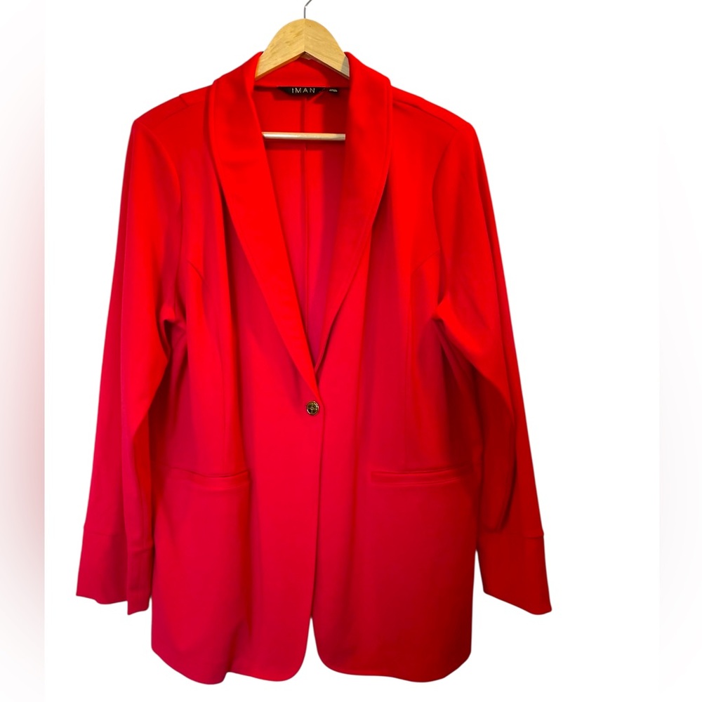 Iman Bright Red Single-Button Unlined Lightweight… - image 1